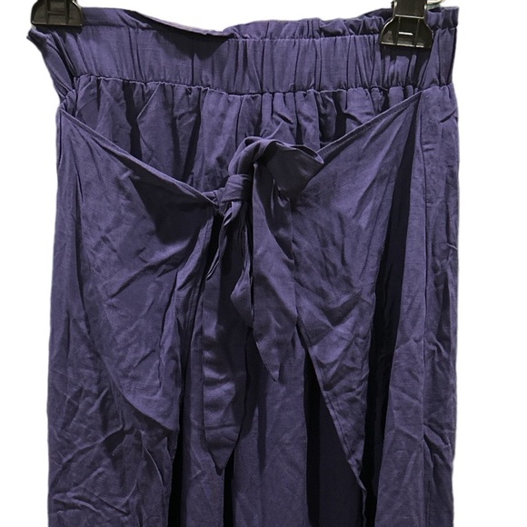 NWT Lulus Always Here For You Navy Blue Tie Wrap Front Wide Leg Pants - XS - Picture 5 of 14